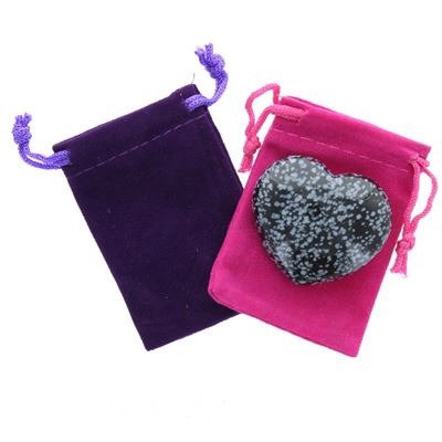 Snowflake Obsidian Heart Large in Pouch